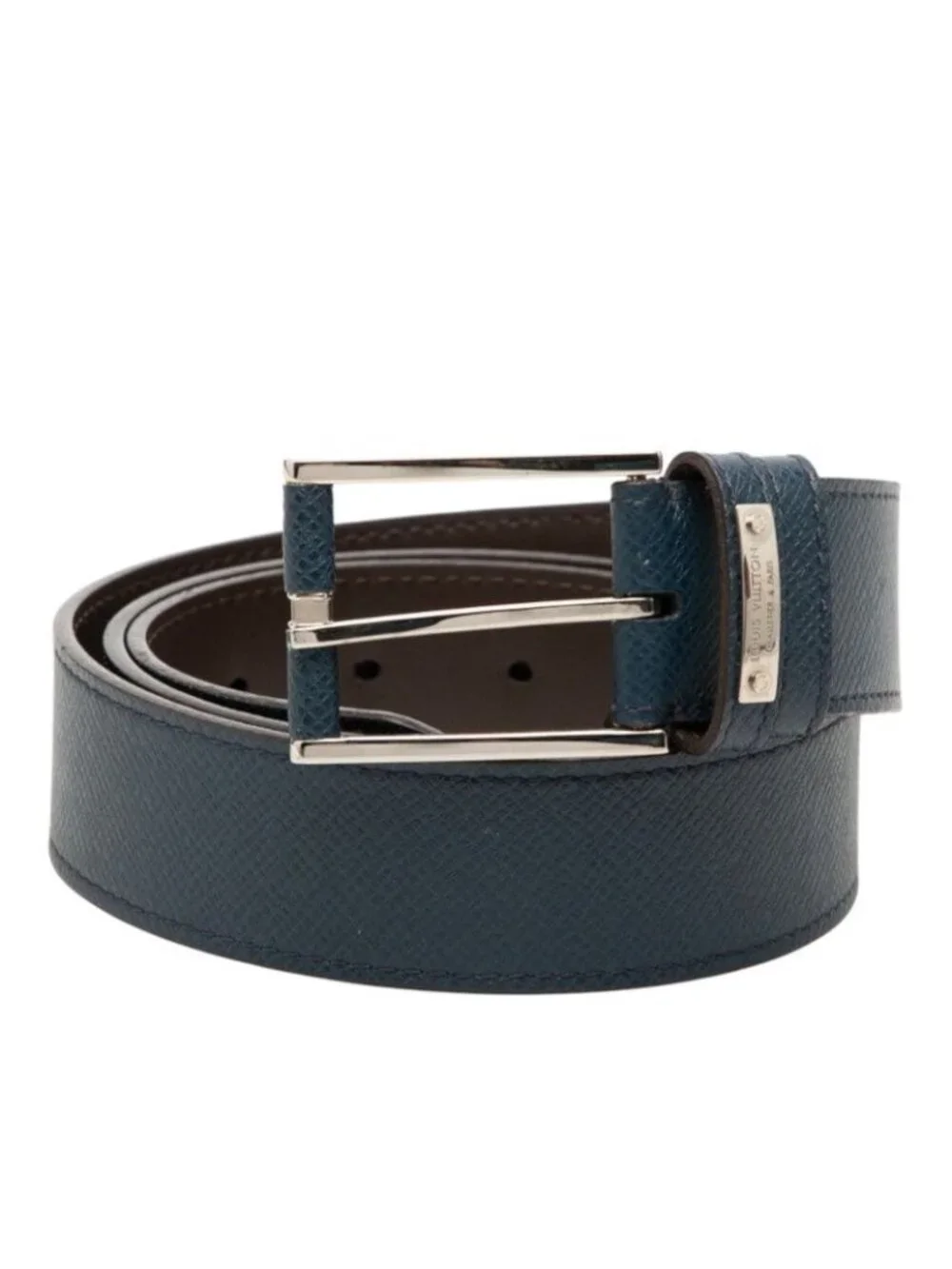 Louis Vuitton 95 36 Navy Brown Leather 1- Belt